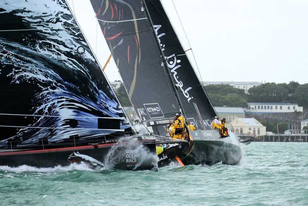 Abu Dhabi puts a tack into the Naval Base on Auckland’s North Shore - Volvo Ocean Race Auckland - Start March 18,2012 © Richard Gladwell www.photosport.co.nz